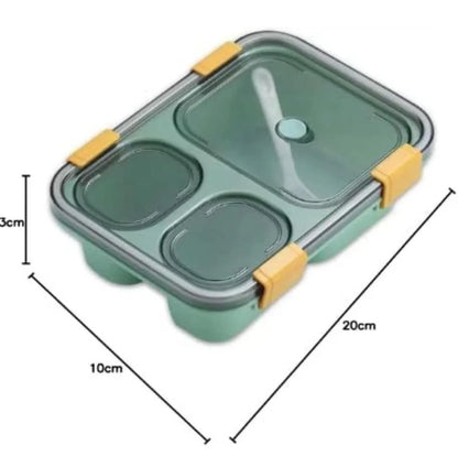 Lunch Box with 3 Compartments Leakproof, BPA-Free Food Storage Container with Spoon
