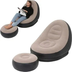 Inflatable Lounge Chair Inflatable Sofa Chair With Footrest Foldable Air Couch Sofa Air Sofa