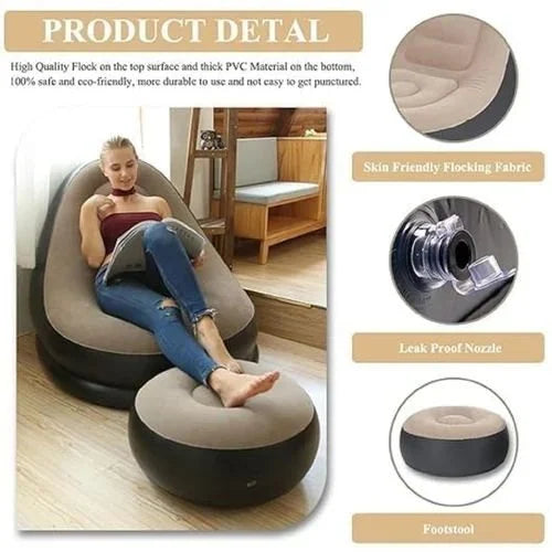 Inflatable Lounge Chair Inflatable Sofa Chair With Footrest Foldable Air Couch Sofa Air Sofa