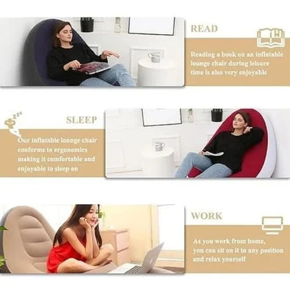 Inflatable Lounge Chair Inflatable Sofa Chair With Footrest Foldable Air Couch Sofa Air Sofa